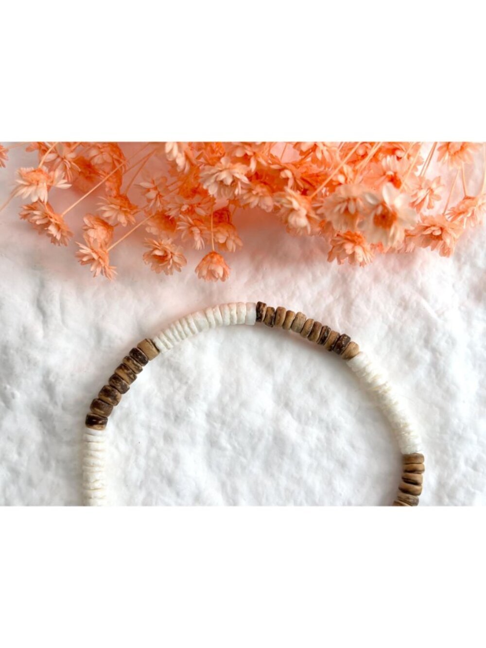 Wooden & White Stone Stacked Beaded Extendable Beach Inspired Vintage Bracelet - Picture 4 of 9